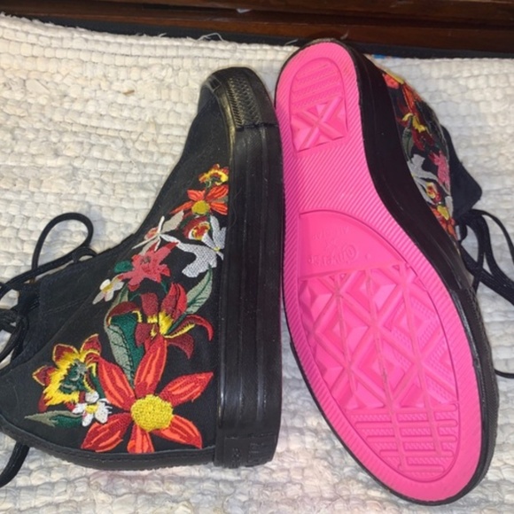 NEW CONVERSE PATBO FLORAL PINK SOLE HITOP SNEAKERS - Picture 3 of 3